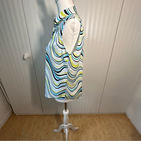 Jones New York Collection white with blue yellow black swirls tank top Size M/L - Picture 2 of 9